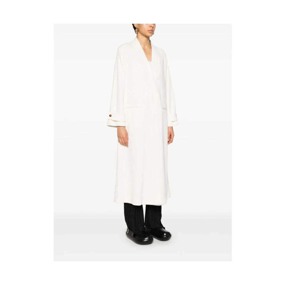 Forte Ivoor Wit Corduroy V-Hals Jas White Dames