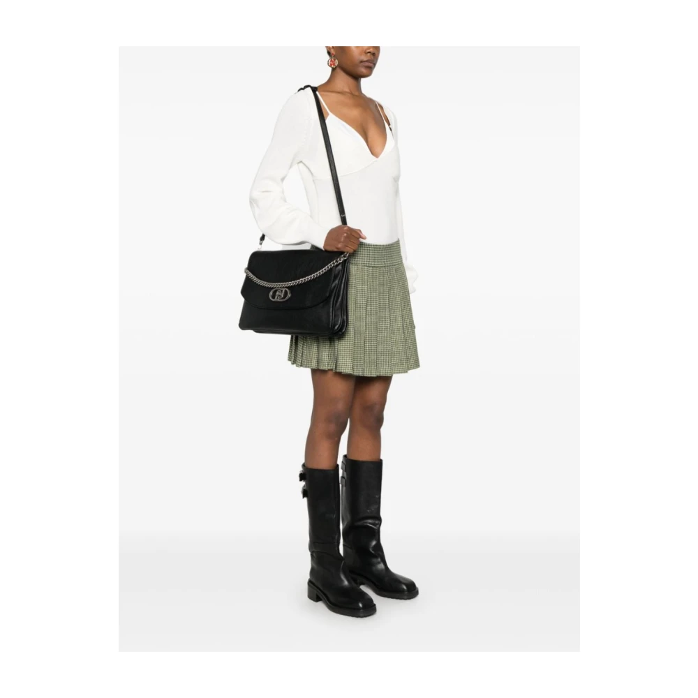 Liu Jo Zwarte Coated Finish Schoudertas Black Dames