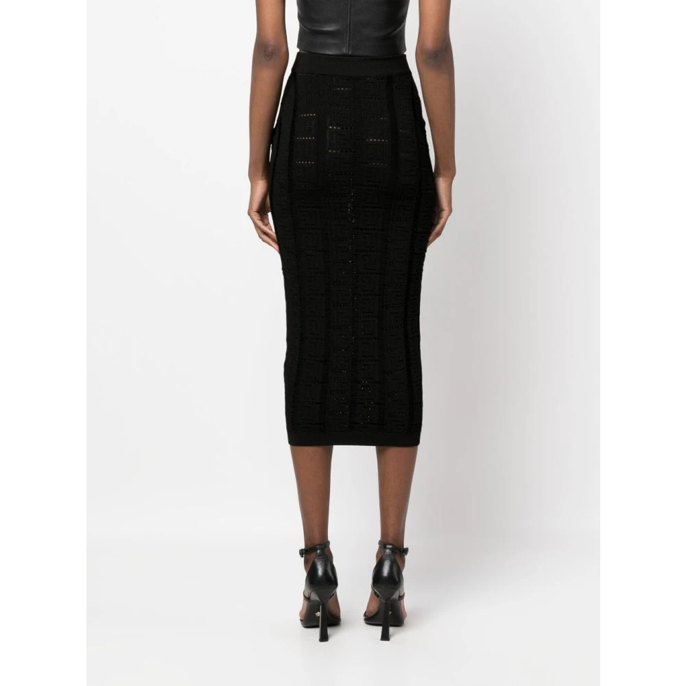 Balmain Prachtige Zwarte Midi Rok voor Vrouwen Black Dames