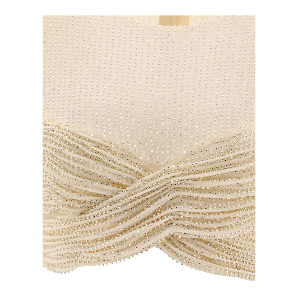 Self Portrait Beaded Mesh Top Beige Dames