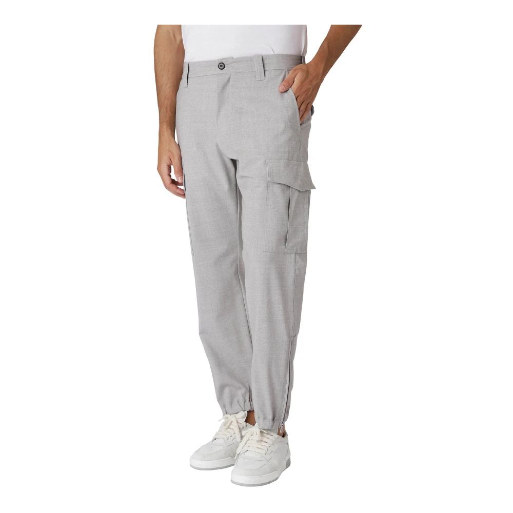 Eleventy Cargo wollen broek met elastische taille Gray Heren