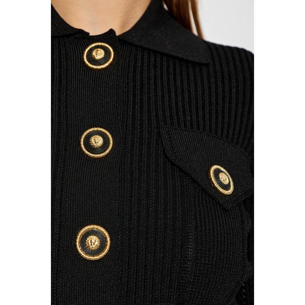 Balmain Kanten trui met kraag Black Dames
