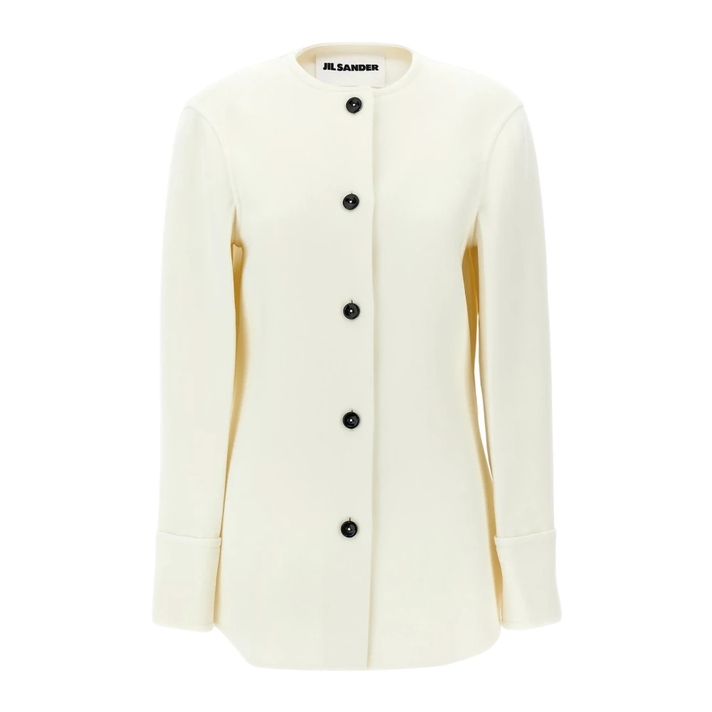 Jil Sander Vrouw Wit Jassen Dames, S, Katoen, Casual Blauw Overhemd
