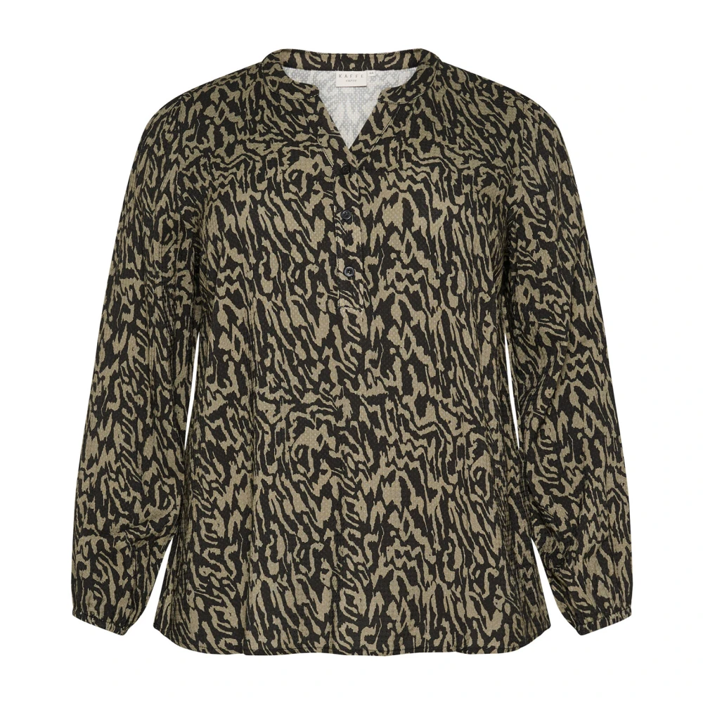 Kaffe Curve Grafische Lijnen Lange Mouwen Blouse Black Dames