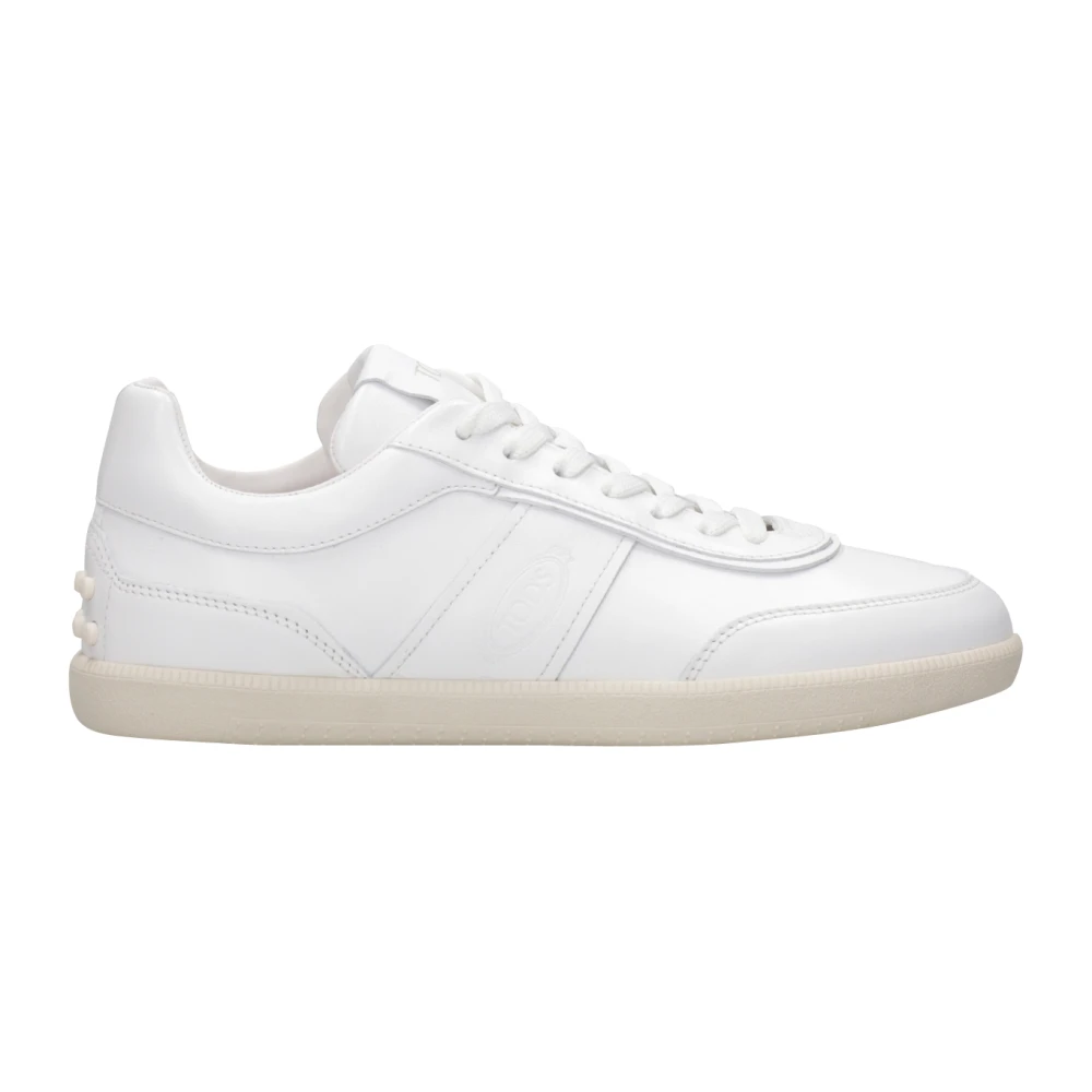 TOD'S Witte Leren Sneakers met Ingedrukt Logo White Heren