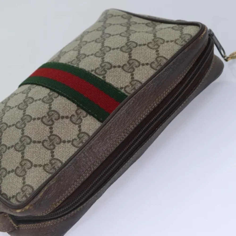 Gucci Vintage Pre-owned Leather clutches Beige Dames