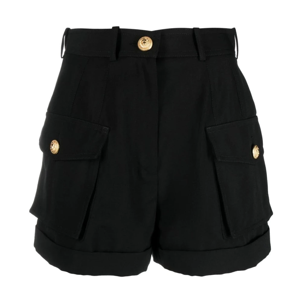 Balmain Zwarte Cargo Shorts Grain de Poudre Black Dames