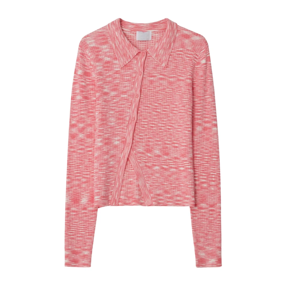 Cloeys Rosa Diagonal Cardigan med Krage Pink, Dam