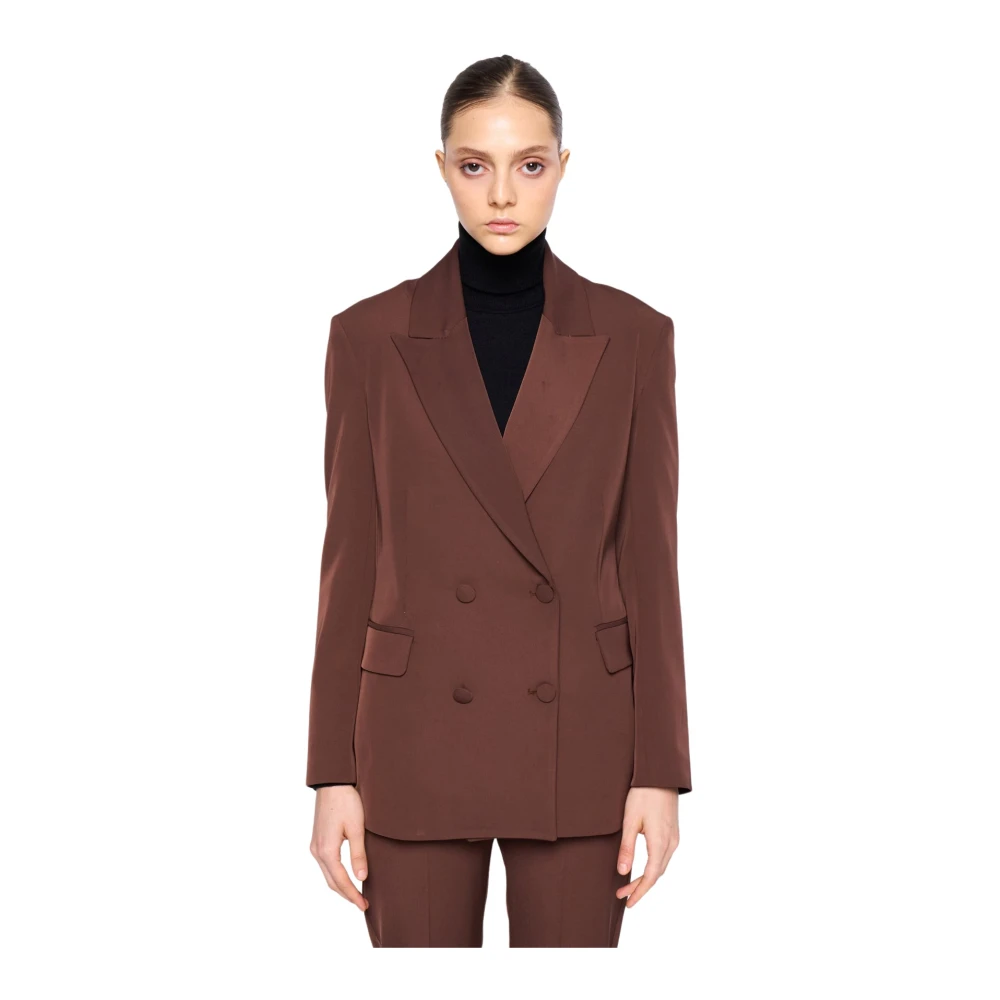 Silvian Heach Dubbelrijige getailleerde blazer met pieklapel Brown Dames