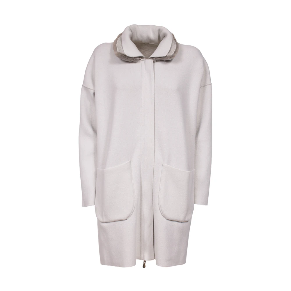 Le Tricot Perugia Omkeerbare wollen jas met Ecofur Gray Dames