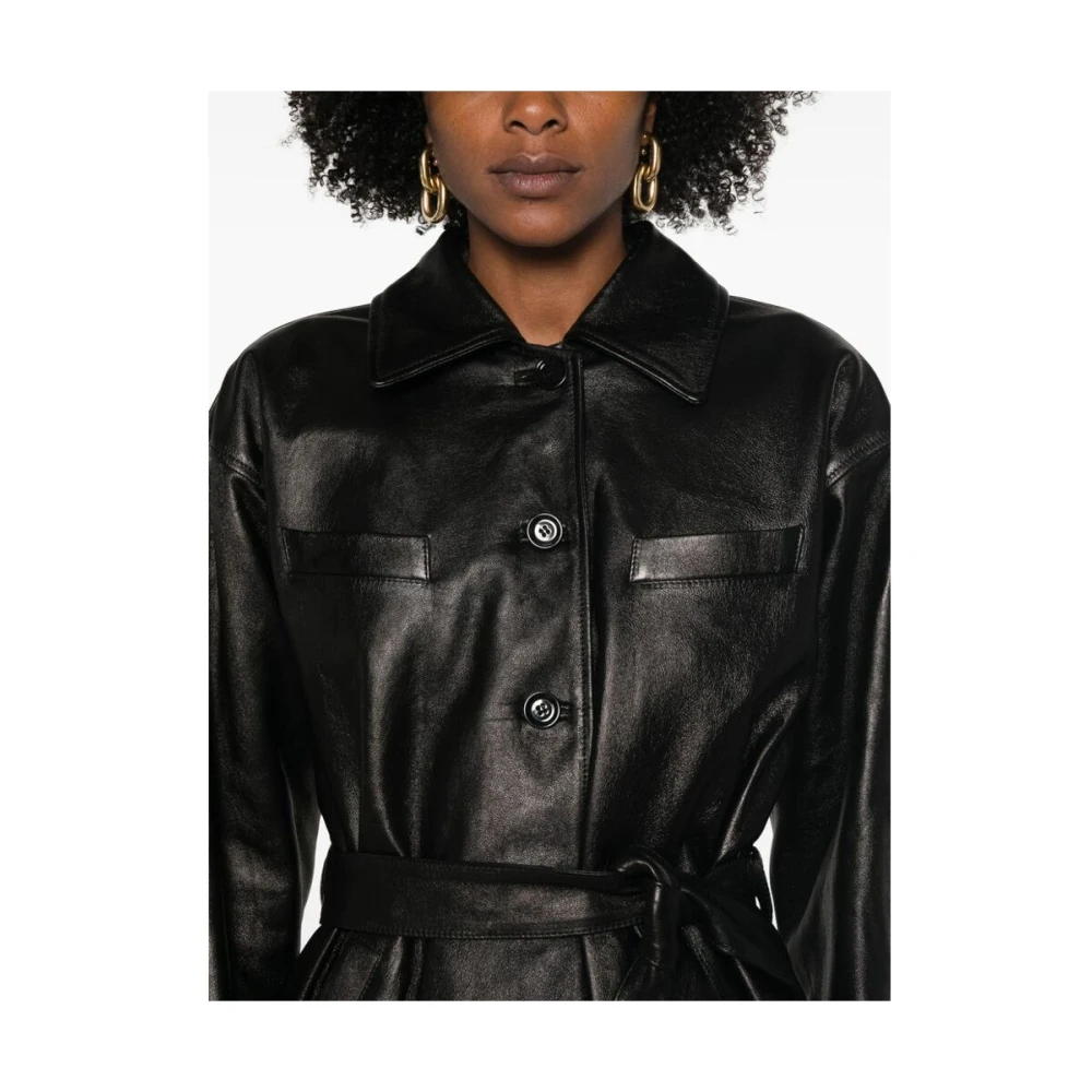 Dolce & Gabbana Zwarte lamsvachtjas met spreidkraag Black Dames