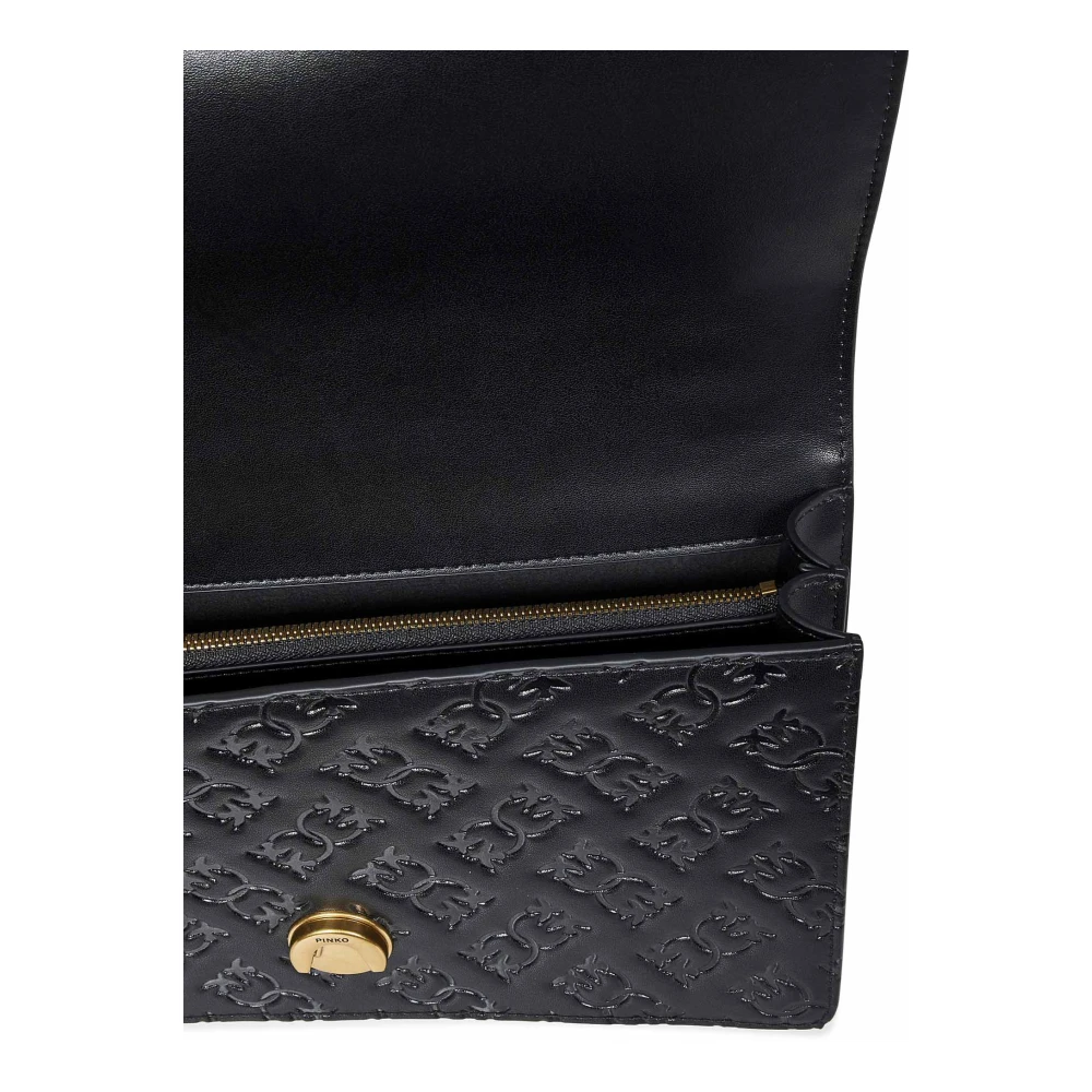 pinko Love Birds Diamond Cut Schoudertas Black Dames