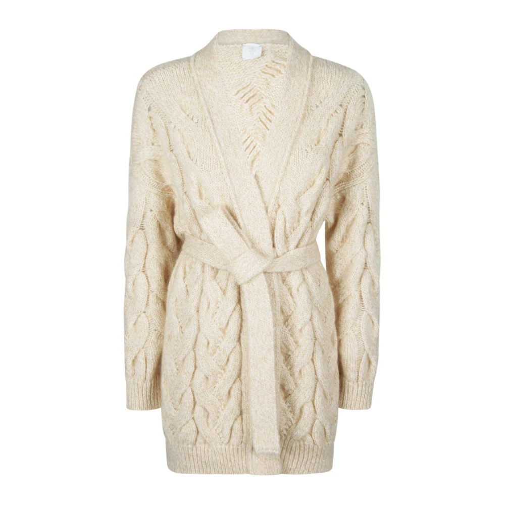 Eleventy Cashmere Kid Mohair Cardigan Set Beige, Dam