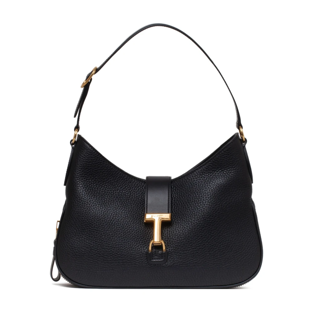 Tom Ford Zwarte Monarch Hobo Tas met T-Roze Sluiting Black Dames