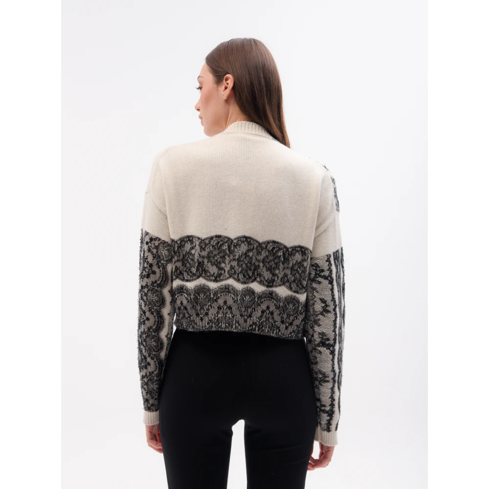 Liviana Conti Beige Kantapplicatie Cardigan Beige Dames
