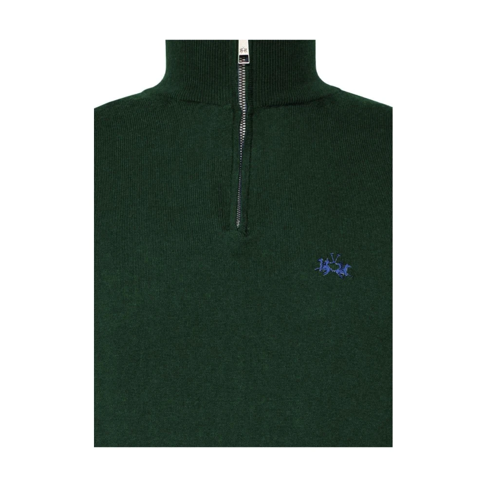 LA MARTINA Half-Zip Geborduurde Trui Green Heren