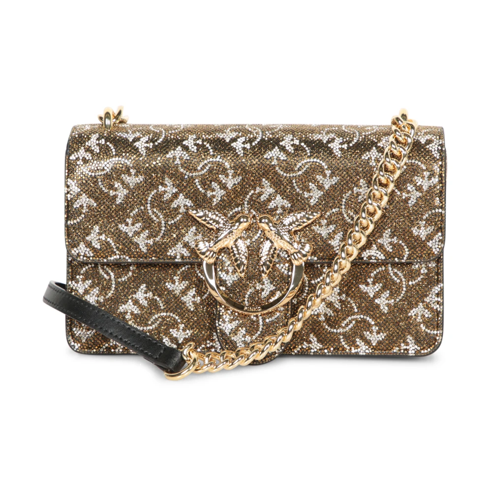 pinko Bronzen Strass Mini Stoffen Tas Brown Dames