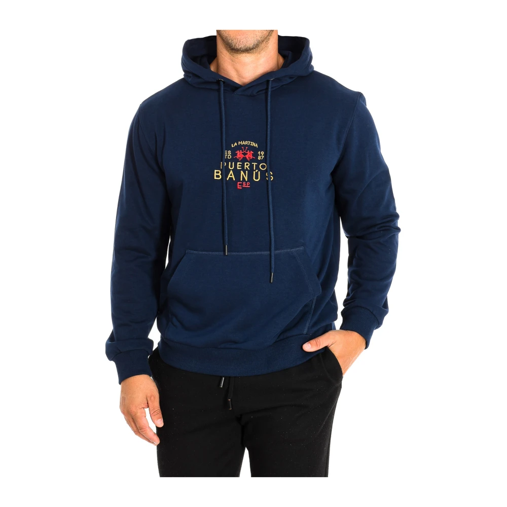 La Martina Men's Blue Hooded Sweatshirt With Embroidered Logo - Hoodies - 3XL - Sweatshirts & Hoodies