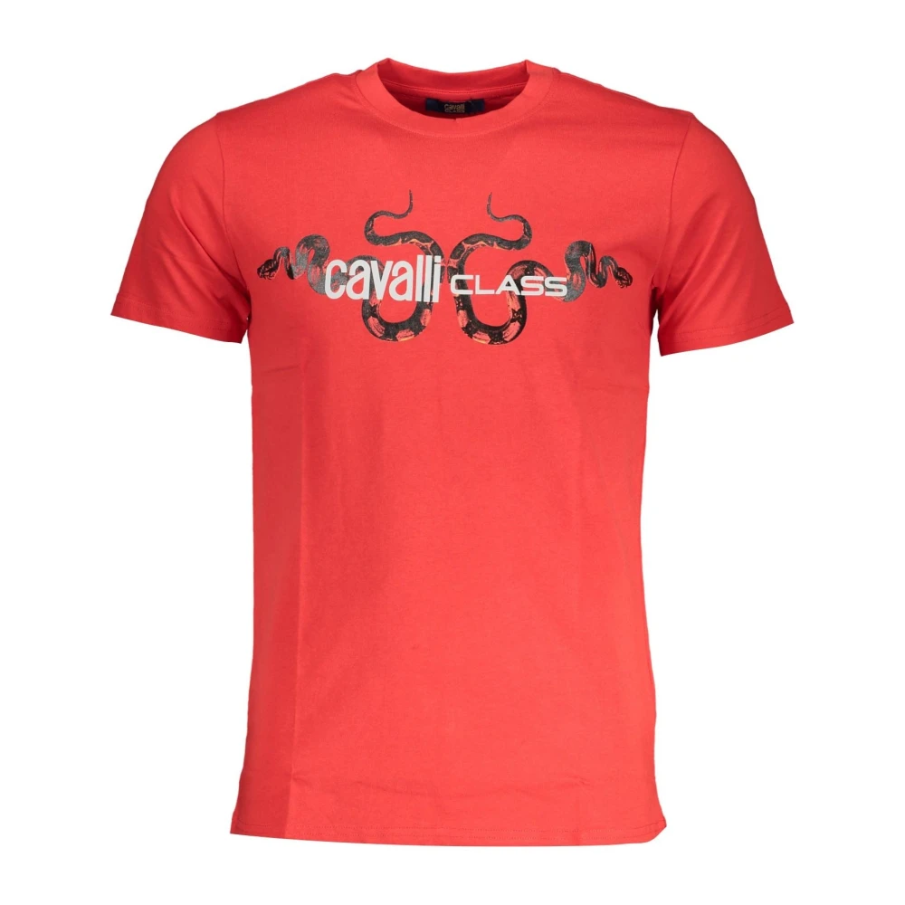 Cavalli Class Rode T-shirt met korte mouwen en logo Red Heren