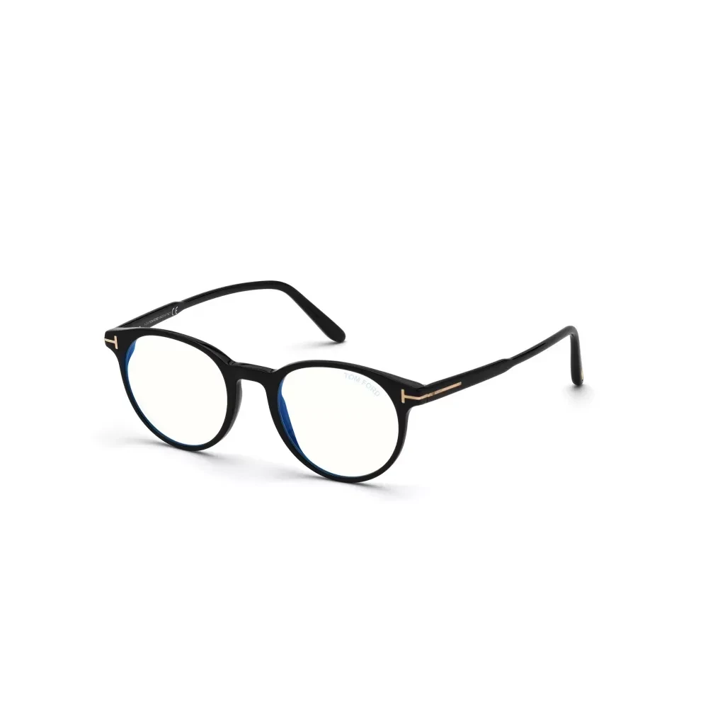 Tom Ford Unisex Black Glasses, 50 Mm, Elegant Round Eyeglasses