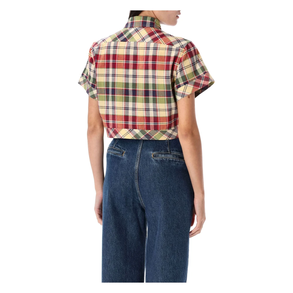 Polo Ralph Lauren Geruite Gebreide Geknipte Shirt Multicolor Dames