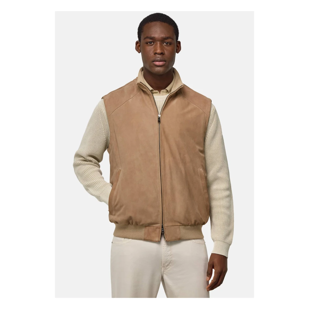 Boggi Milano Echte Suède Leren Gilet Brown Heren