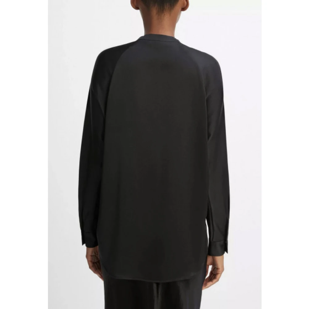 Vince Zijden Satijnen Blouse met Bandkraag Black Dames