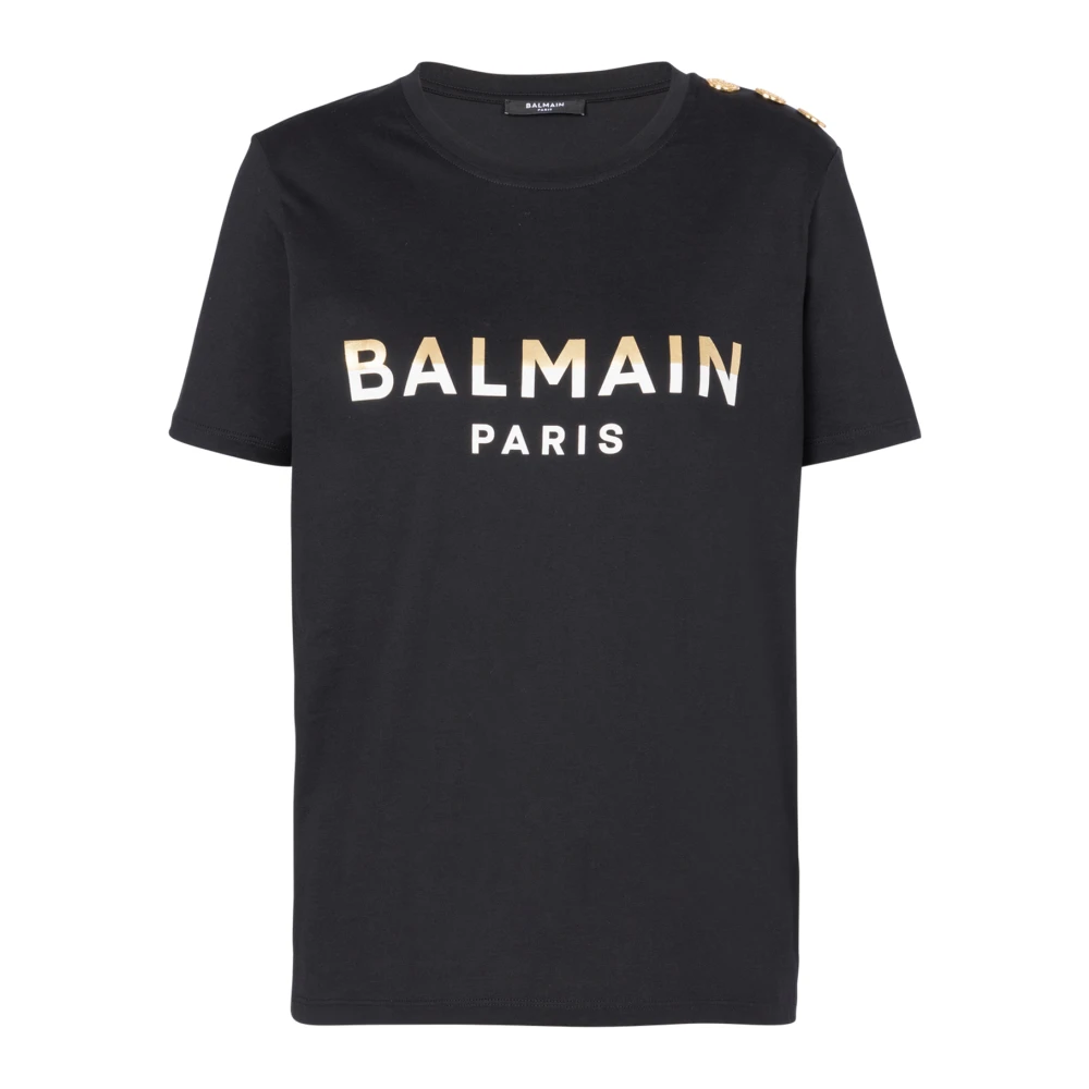 Balmain Paris T-shirt med knappar Black, Dam
