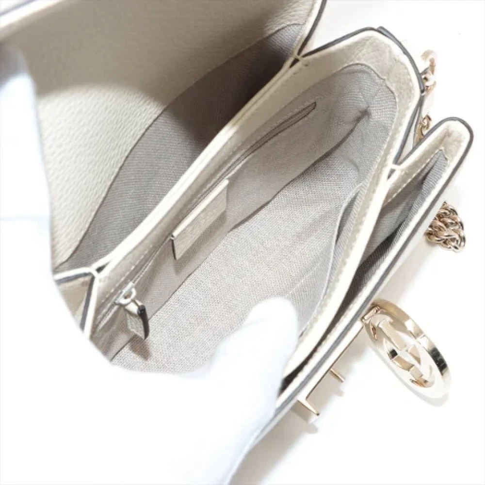 Gucci Vintage Beige Leren Gucci Schoudertas Beige Dames