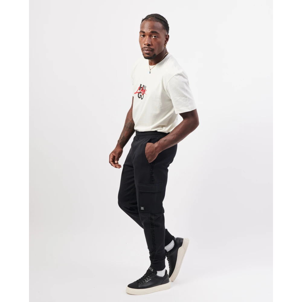 Hugo Boss Zwarte relaxte sweatpants met merkband Black Heren