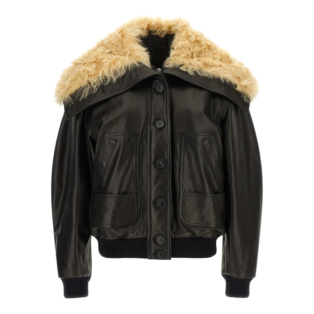 The Attico , Leather Jackets, Female, Black, Xs, Bomber Jacket