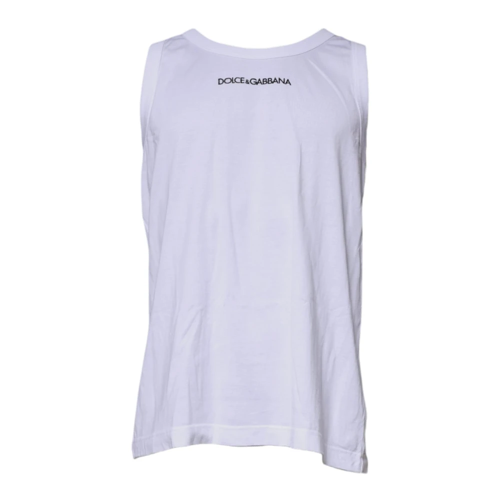 Dolce & Gabbana Witte Katoenen Logo Tanktop White Heren