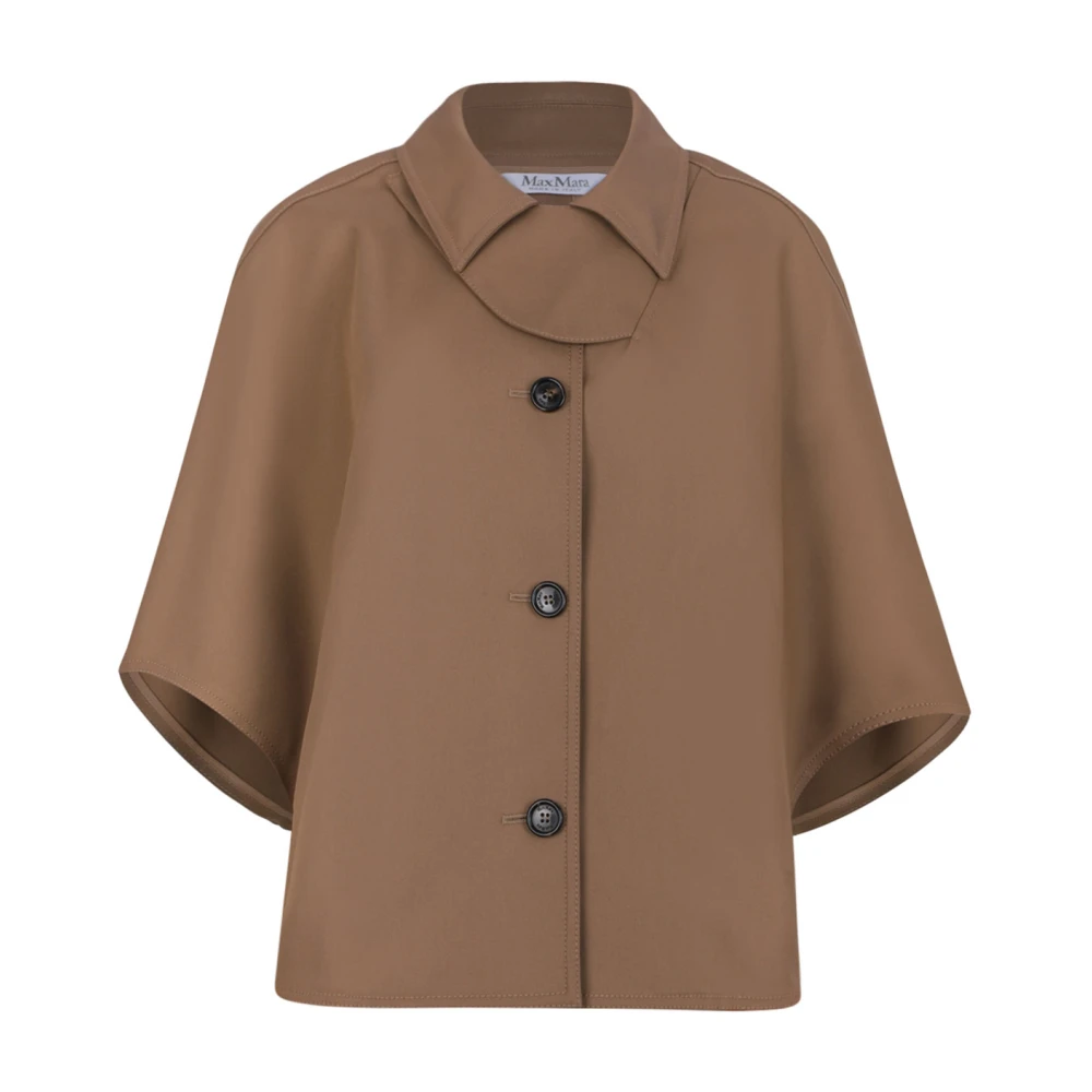 Max Mara Women's Brown Shirts, M/L, Box Crop Cape