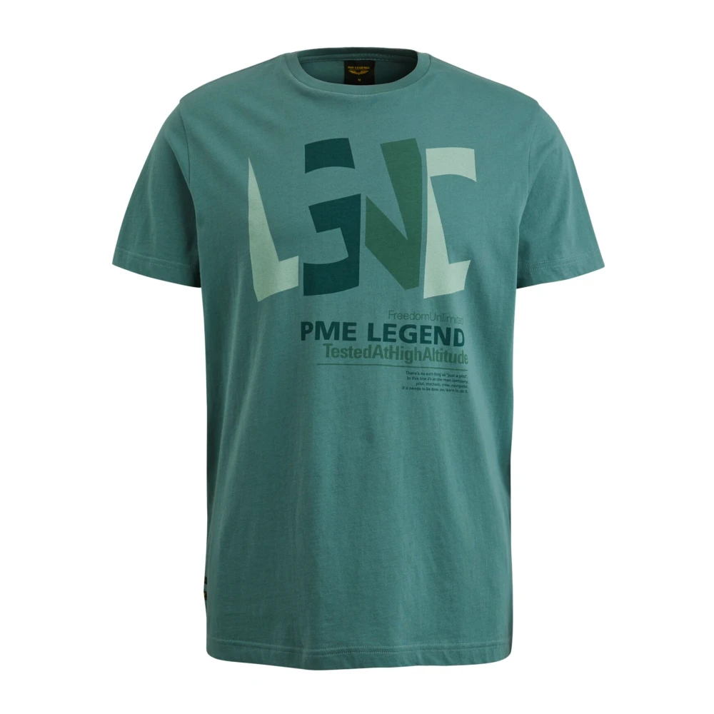 PME Legend Ronde Hals Jersey T-Shirt met Logo Print Green