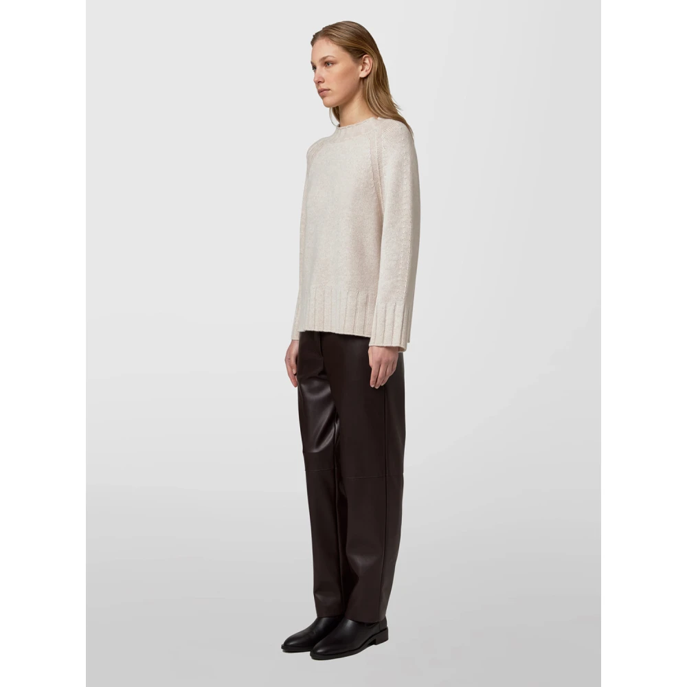 Alpha Studio Trui met ronde hals en wijde mouwen Beige Dames