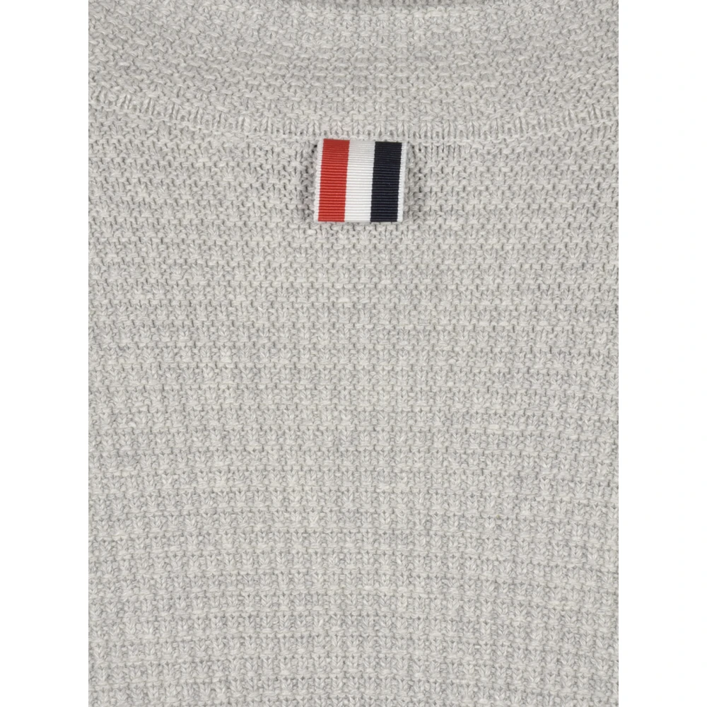 Thom Browne Gestructureerde Gebreide Vest met Streep Gray Heren