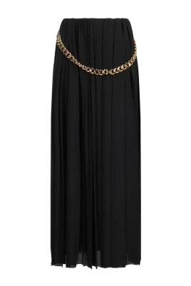 Chain Embellished Pleated Skirt