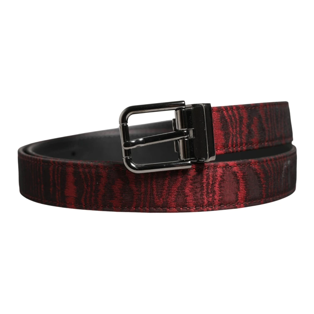 Dolce & Gabbana Men's Red Belts, One Size, Jacquard Acetate Metal Buckle Belt