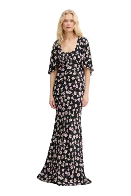 Lång klänning med blommigt tryck