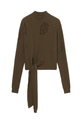 pull-en-tricot-a-cable-vert-olive