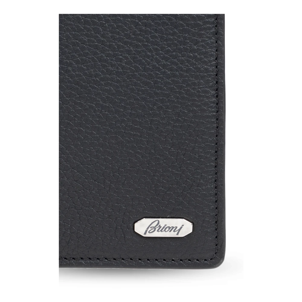 Brioni Leren kaarthouder Black Heren
