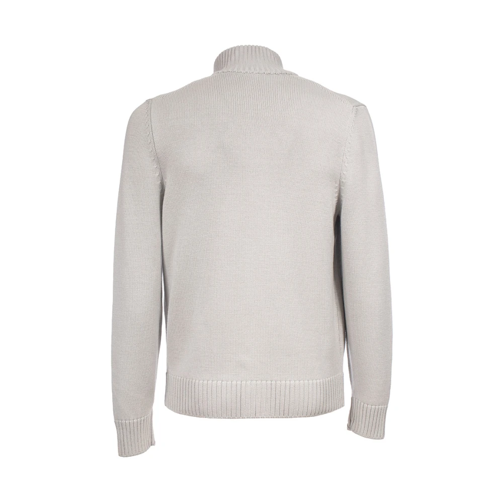 Gran Sasso Geribbelde wollen cardigan met knoopsluiting Gray Heren