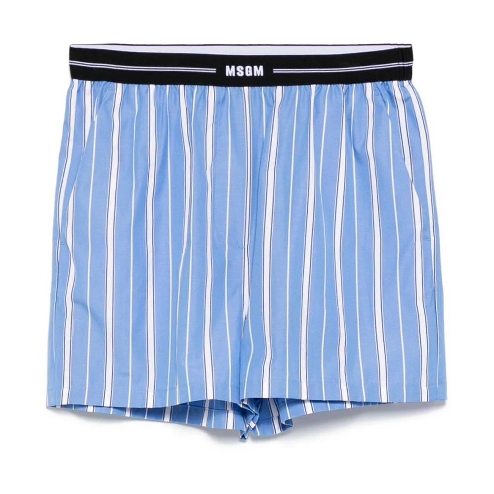 Msgm Blå/Vit Elastisk Midjeband Shorts Bakficka Blue, Dam