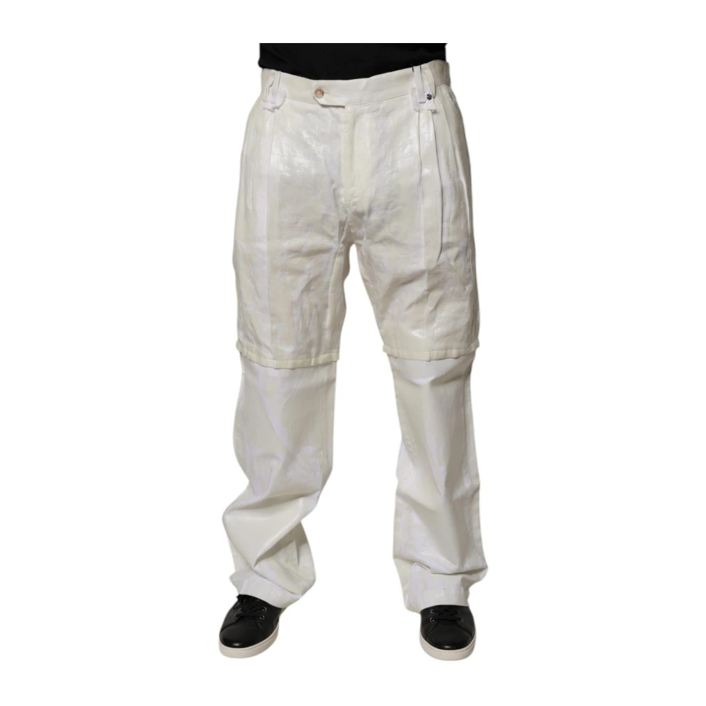 Dolce & Gabbana White Linen Straight Denim Jeans - Male - Loose Fit Jeans - White - M - Jeans - Image 3