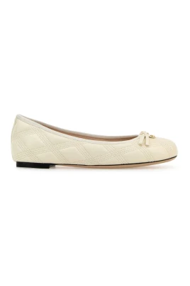 Ivory Leather Ballerinas