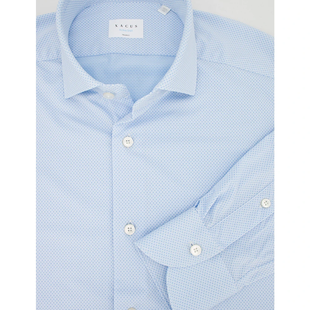Xacus No Iron Slim Fit Overhemd voor een Perfecte Look de Hele Dag Blue Heren