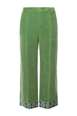 Velourbyxor med broderad fåll