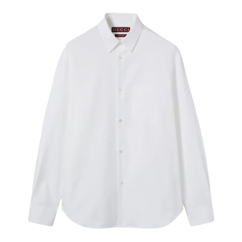 Gucci Men's White Oxford Cotton Shirt With Web