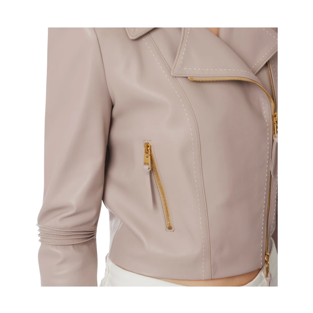 Elisabetta Franchi Korte leren bikerjas met rits Gray Dames