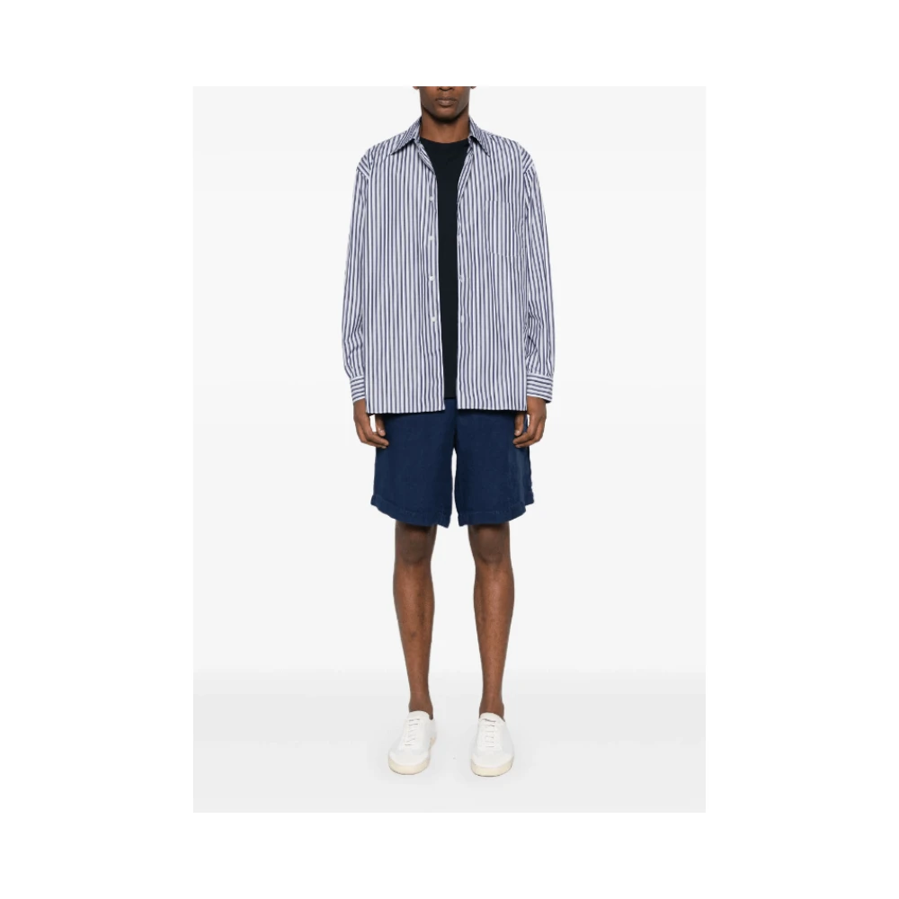 BRUNELLO CUCINELLI Navy Linen Bermuda Shorts Blue Heren
